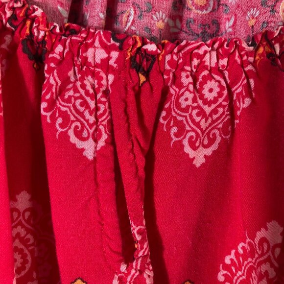 New Directions Off Shoulder Floral Boho Tunic Bell Sleeve L Rayon - Picture 8 of 9